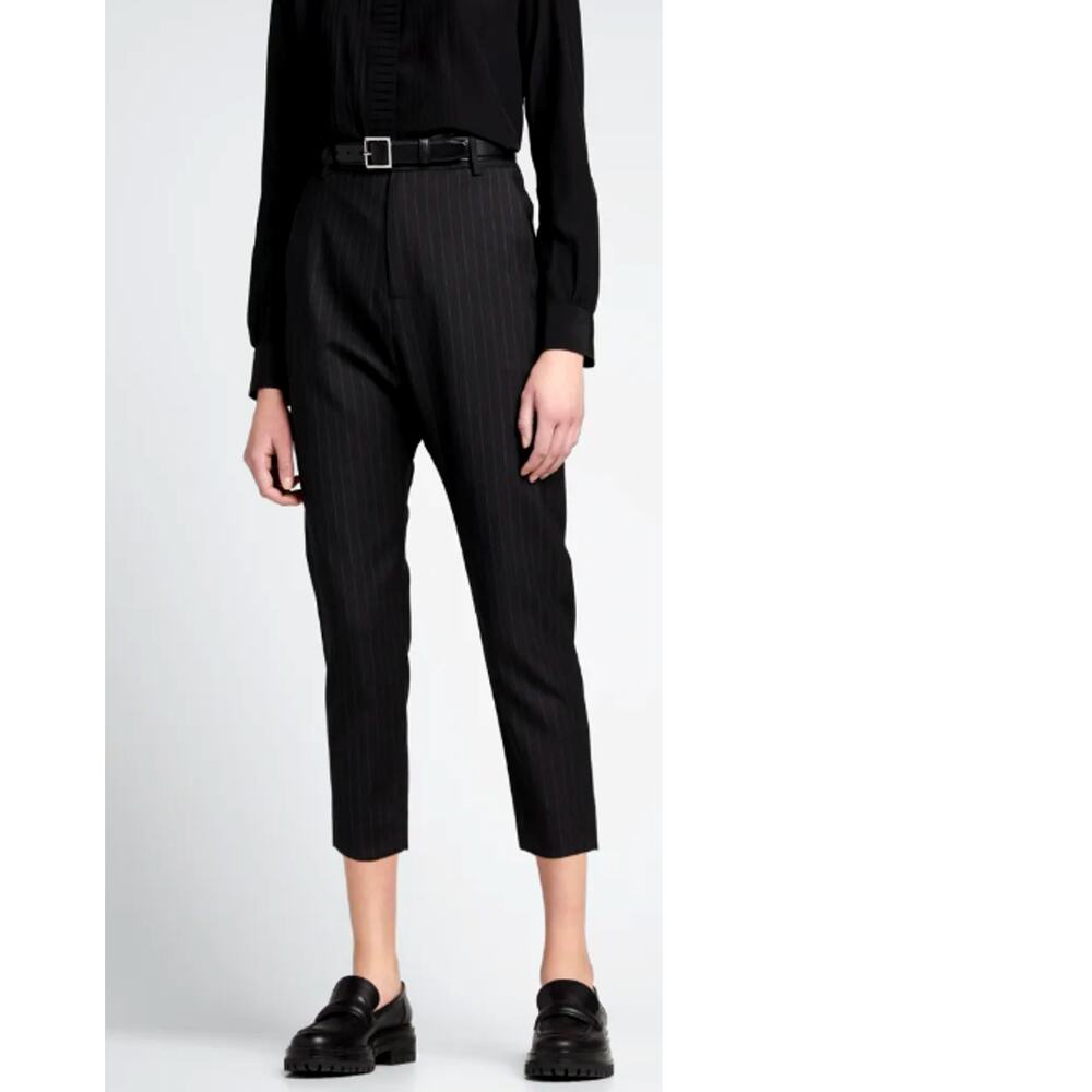Nili Lotan 8 Virgin Wool Pinstripe $595 Chelsea Pants High Waist Straight Leg